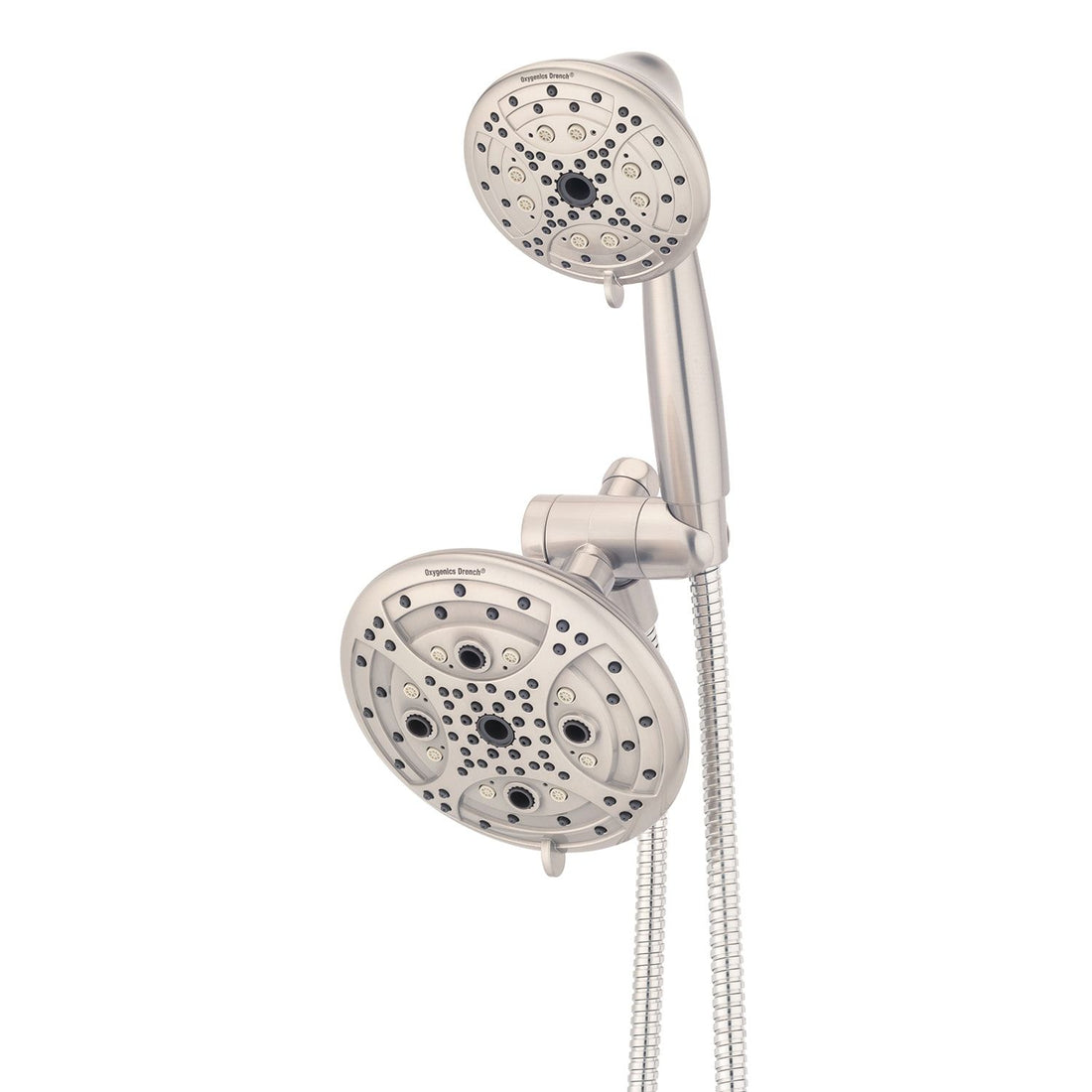 Oxygenics Drench 55.0 -Spray Brushed Nickel 6-in Round Rain High Pressure Shower Head with Handheld Combo 1.8 GPM