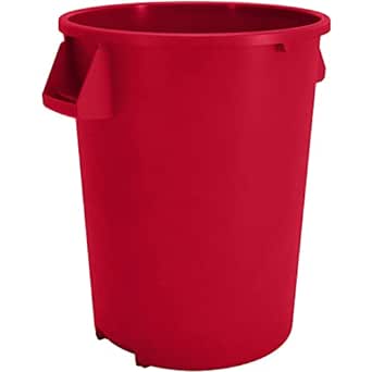 Sparta Bronco Round Waste Bin Trash Container 32 Gallon - Red, (Pack of 4)