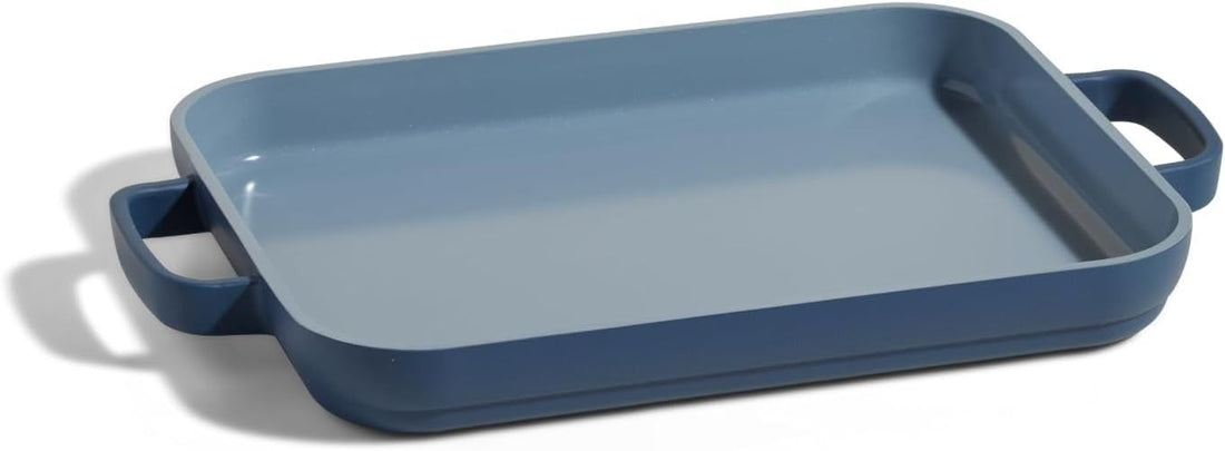 Our Place Mini Griddle Pan – 1.9L Nonstick Ceramic Sheet Pan & Stovetop Griddle with Handles | Toxin-Free Cast Aluminum | Oven Safe up to 232°C | Compatible with All Cooktops | Blue Salt