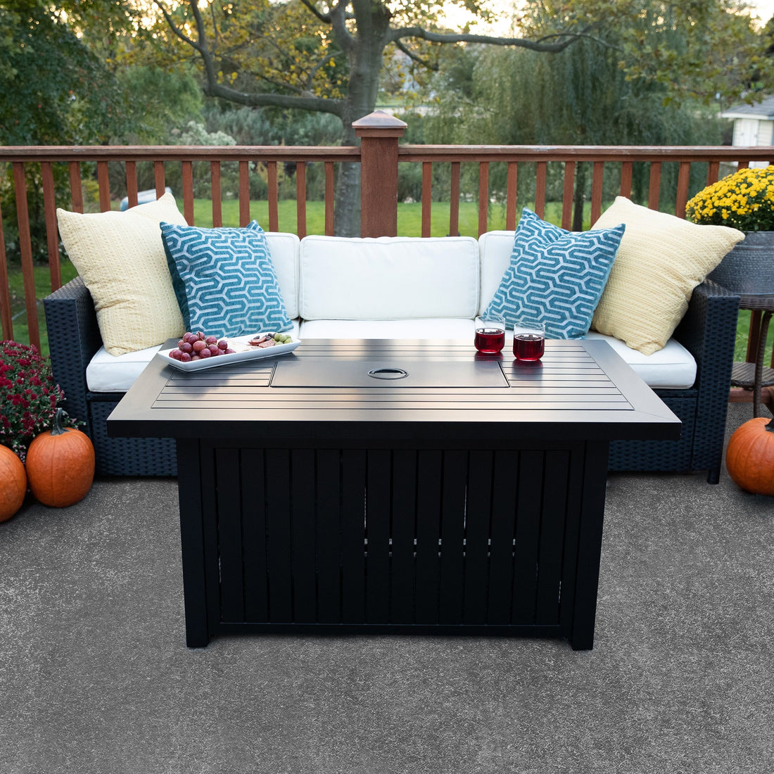allen + roth 48-in W 40000 Maximum BTUs Steel Rectangle Liquid propane Fire pit table