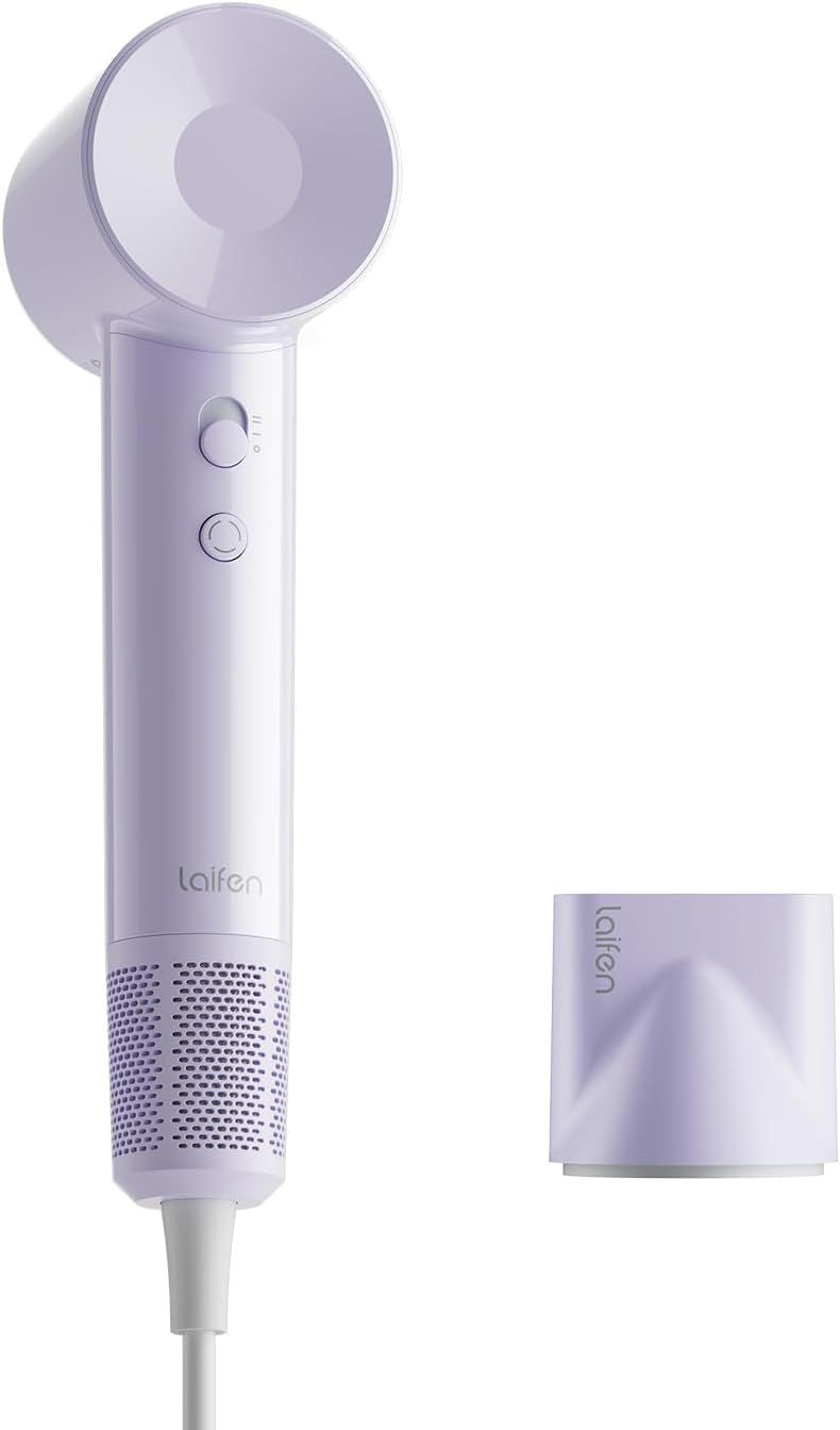 Laifen Hair Dryer SE Lite, Blow Dryer with Nozzle for Curly Hair, 200M Ionic Hair Dryer with 105,000 RPM Low Noise Brushless Motor for High-Speed Drying, for Travel & Home