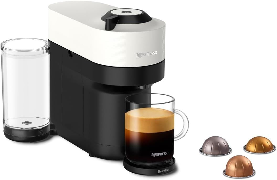 Nespresso Vertuo Pop+ Single Serve Coffee and Espresso Machine by Breville, Coconut White