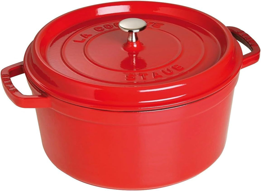 STAUB La Cocotte 7-Quart Cast Iron Round Cocotte, 6.75 L, Made in France, Cherry