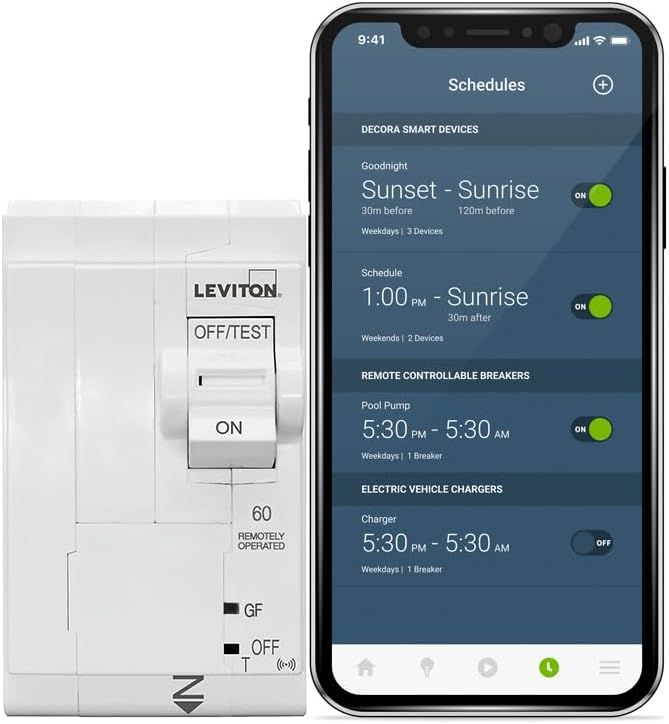 Leviton Smart GFCI Branch Circuit, 60 Amp, 2-Pole, 2nd Gen, LB260-GST, White