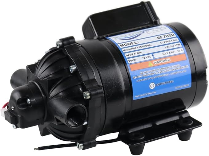 Everflo EF7000-BOX 7.0 GPM 12V Diaphragm Pump-1/2 FNPT Ports, Black