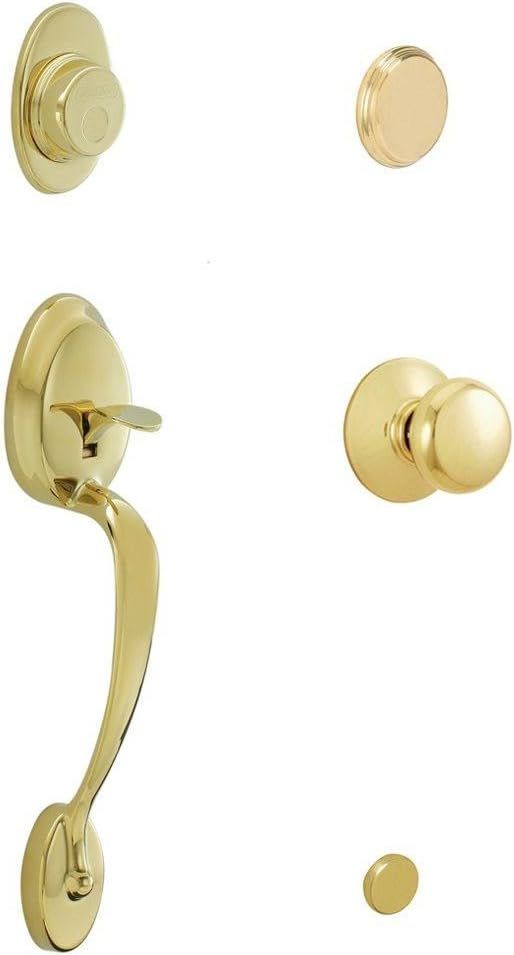 Schlage F93PLY505605 Plymouth Inactive Handleset with Plymouth Knob, Bright Brass