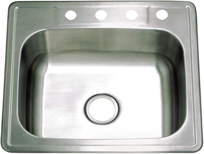 KINGSTON BRASS Gourmetier GKTS25228 Studio Self Rimming Single Bowl Sink, 25 L √ó 22 W √ó 8 H, Brushed Stainless Steel