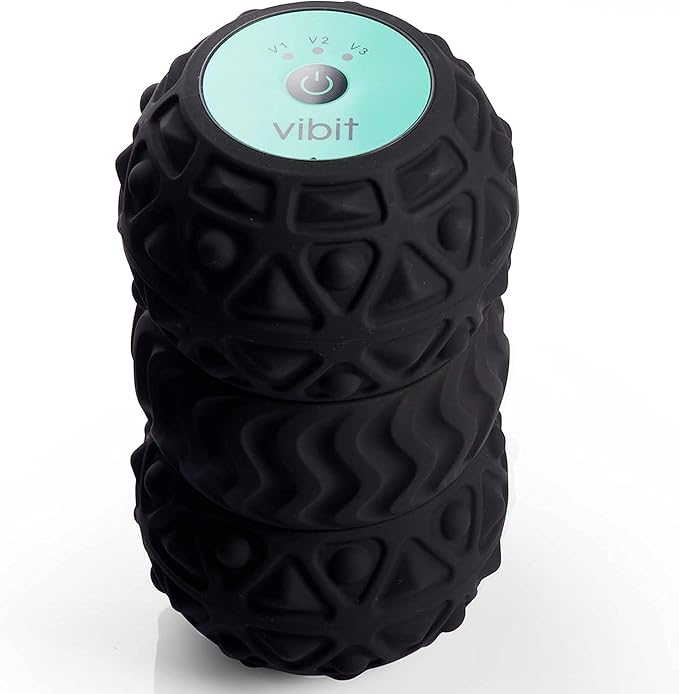 Vibit - Vibrating Massager for Plantar Fasciitis, Pain Relief and Sciatica, Foot and Body Portable Massage Roller, Deep Tissue Pain Relief from Feet to Neck, Electric, 3 Vibration Levels (Black)