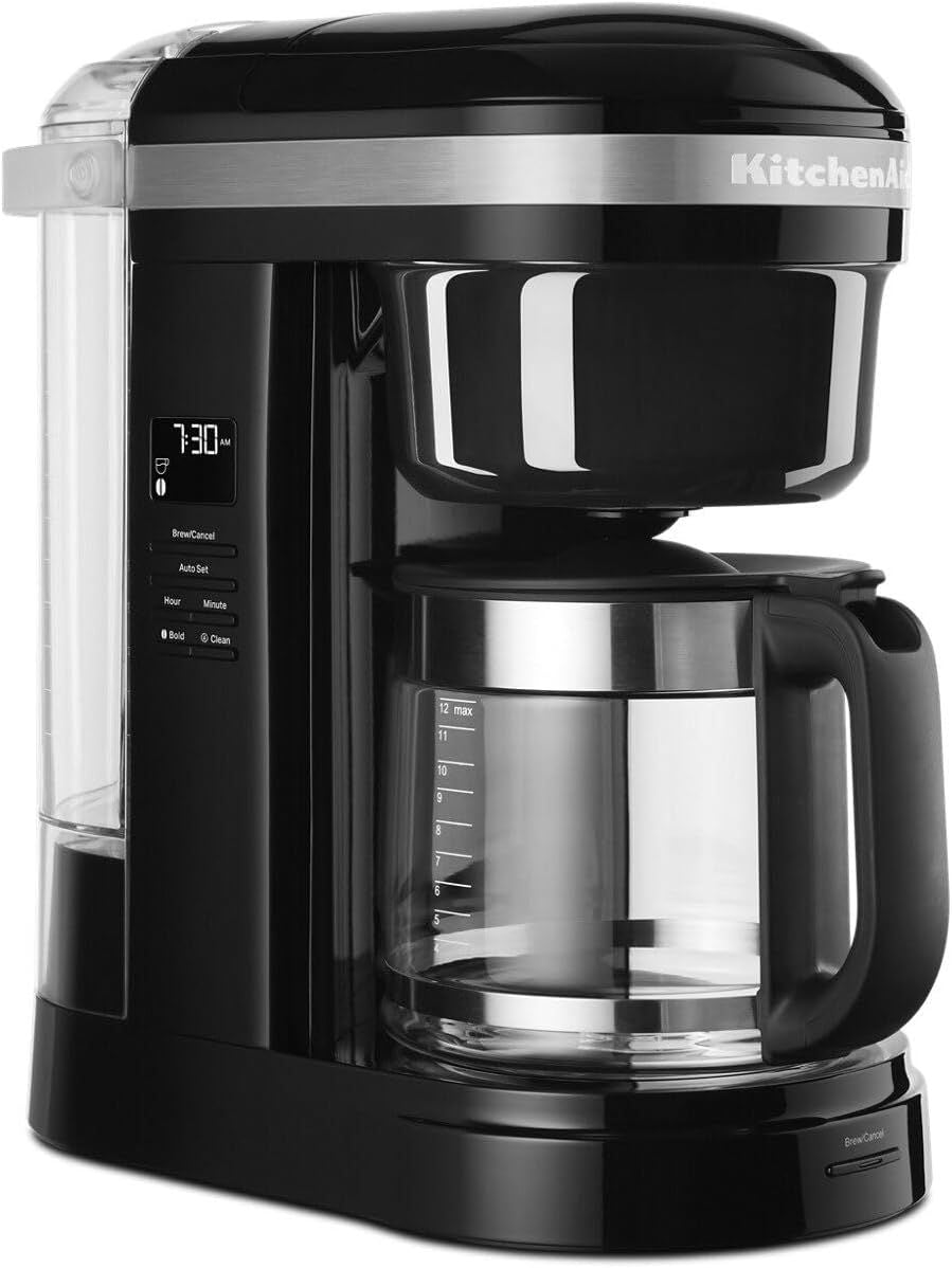 KitchenAid 12 Cup Drip Coffee Maker with Spiral Showerhead, Onyx Black, KCM1208OB