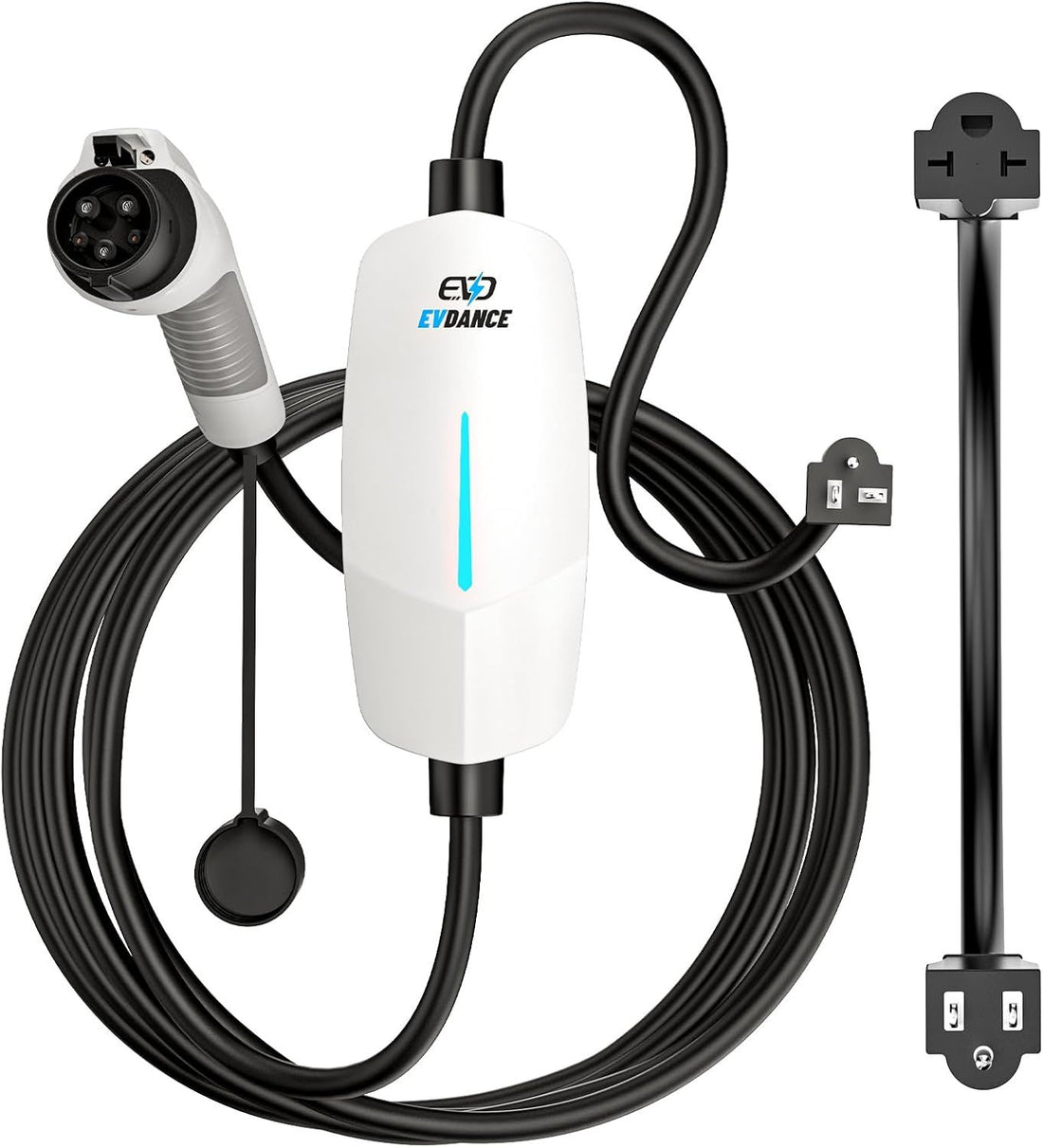 EVDANCE Level 1 EV Charger - J1772 Electric Car Charger with 25FT Cable, 16A 240V/12A 110V Portable EV Charger for Home, NEMA 6-20 & NEMA 5-15 Plug-in Hybrid Car Charger, IP66 Waterproof