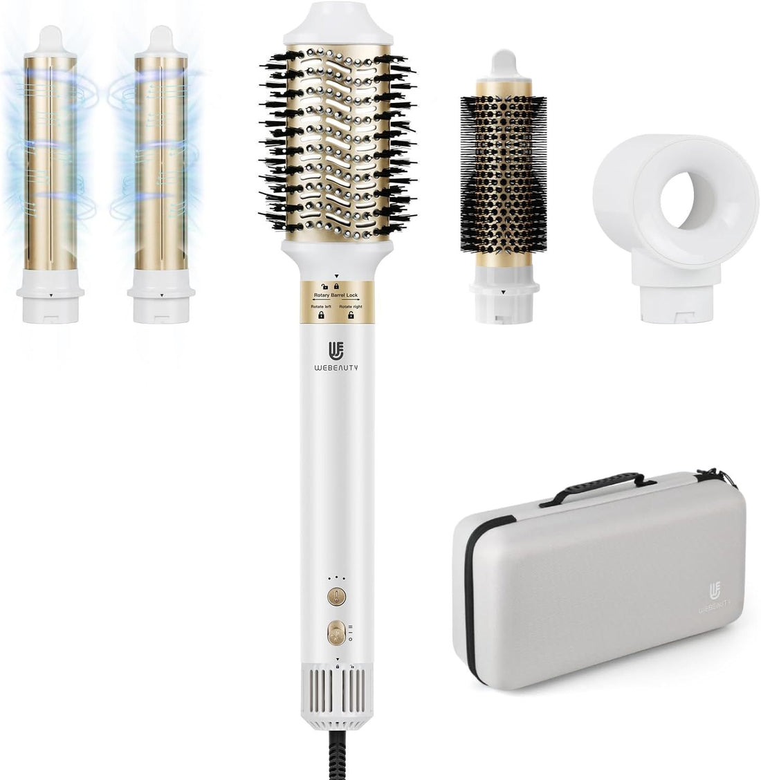 Hot Air Brush Hair Dryer Air Styler - 110,000 RPM Fast Drying, Curling, Straightening with Ceramic Coating & Negative Ion, No Heat Damage for All Hair Types (White)