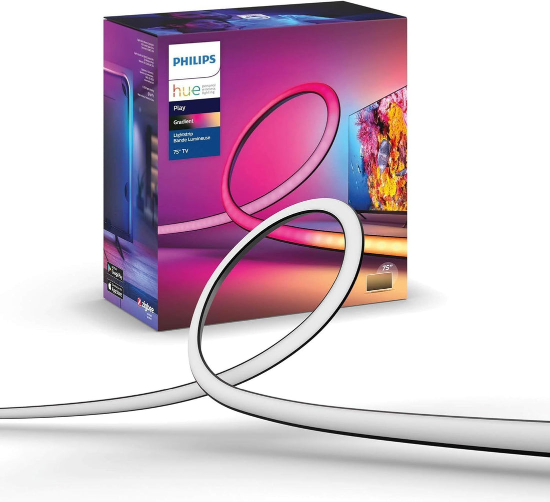 Philips Hue 75\ Smart TV Light Strip - White and Colour Ambiance LED Colour-Changing TV BackLight - Sync with TV, Music, and Gaming - Requires Bridge and Sync Box - Control with App or Voice Assistant