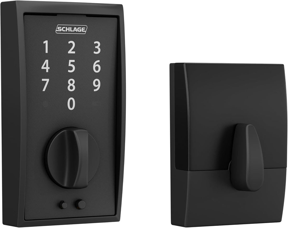 Schlage Touch Century Electronic Deadbolt Lock with Touchscreen Keypad, Keyless Front Door Entry, Matte Black, BE375 CEN 622