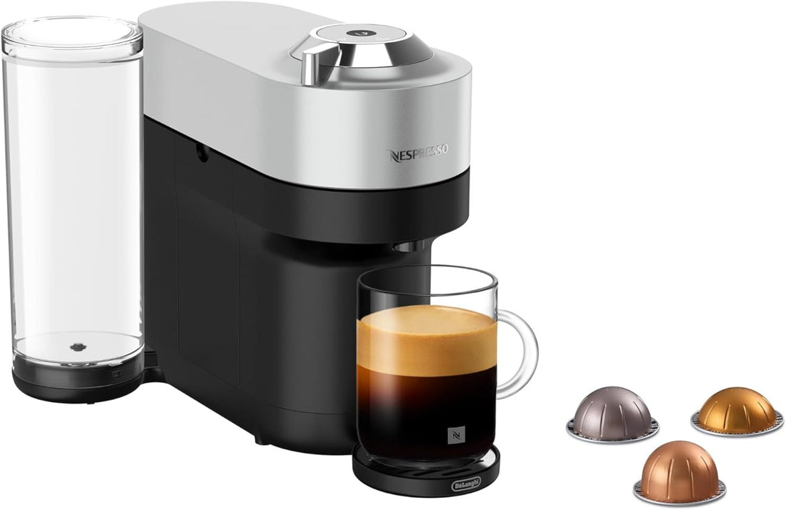 Nespresso Vertuo Pop + Deluxe Single Serve Coffee and Espresso Machine by De\'Longhi, Silver