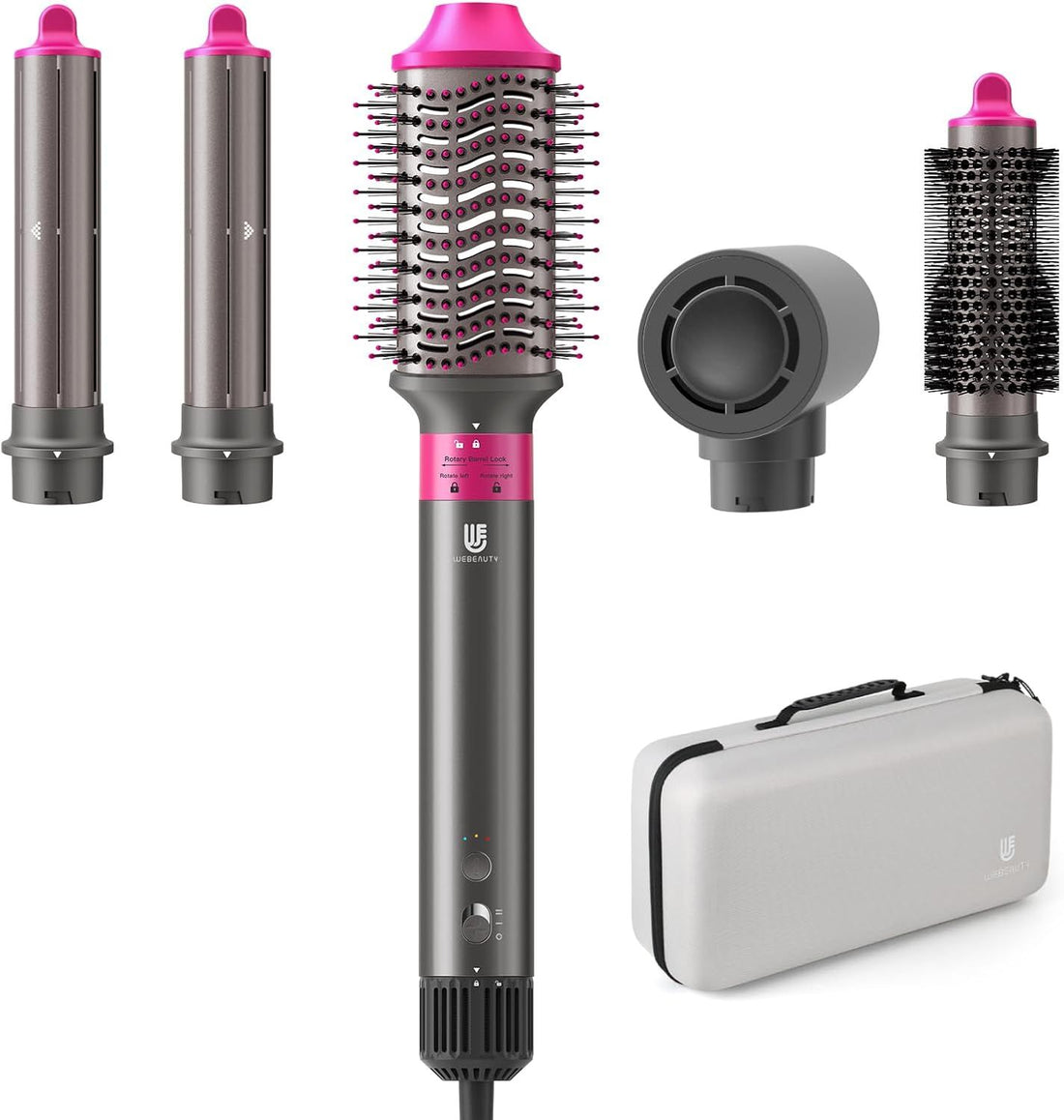 Hot Air Brush Hair Dryer Air Styler - 110,000 RPM Fast Drying, Curling, Straightening with Ceramic Coating & Negative Ion, No Heat Damage for All Hair Types (Red)