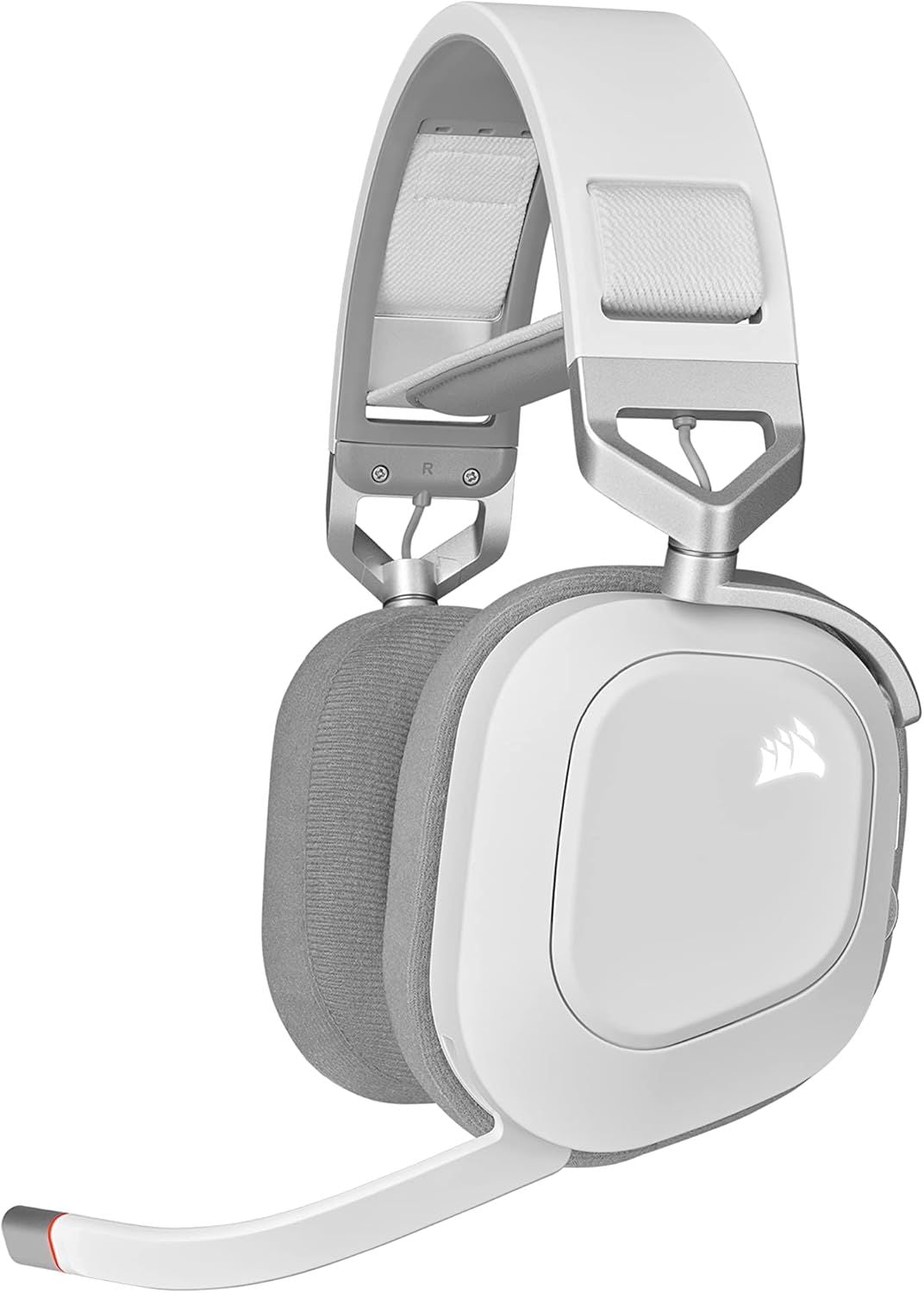 Corsair HS80 RGB Wireless Premium Gaming Headset with Dolby Atmos Audio (Low-Latency, Omni-Directional Microphone, 60ft Range, Up to 20 Hours Battery Life, PS5/PS4 Wireless Compatibility) White