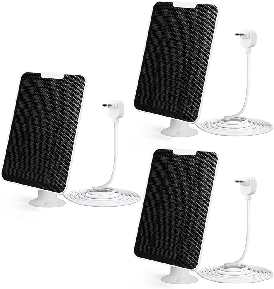 portable solar panel, IP65 Weatherproof Solar Cell Panel 360° Adjustable Wall Mount W/ 9.8ft Micro USB Charging Cable for Arlo Essential Spotlight/XL Spotlight Camera(3pcs)