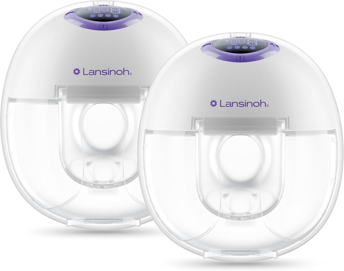 Lansinoh Discreet Duo Wearable Breast Pump, Hands Free Breast Pump, 4 Pumping Modes, 9 Levels Hospital Grade Suction, LED Display, Leak-Resistant Design, 2 Breast Flange Sizes Included: 24mm & 21mm (model #S32)