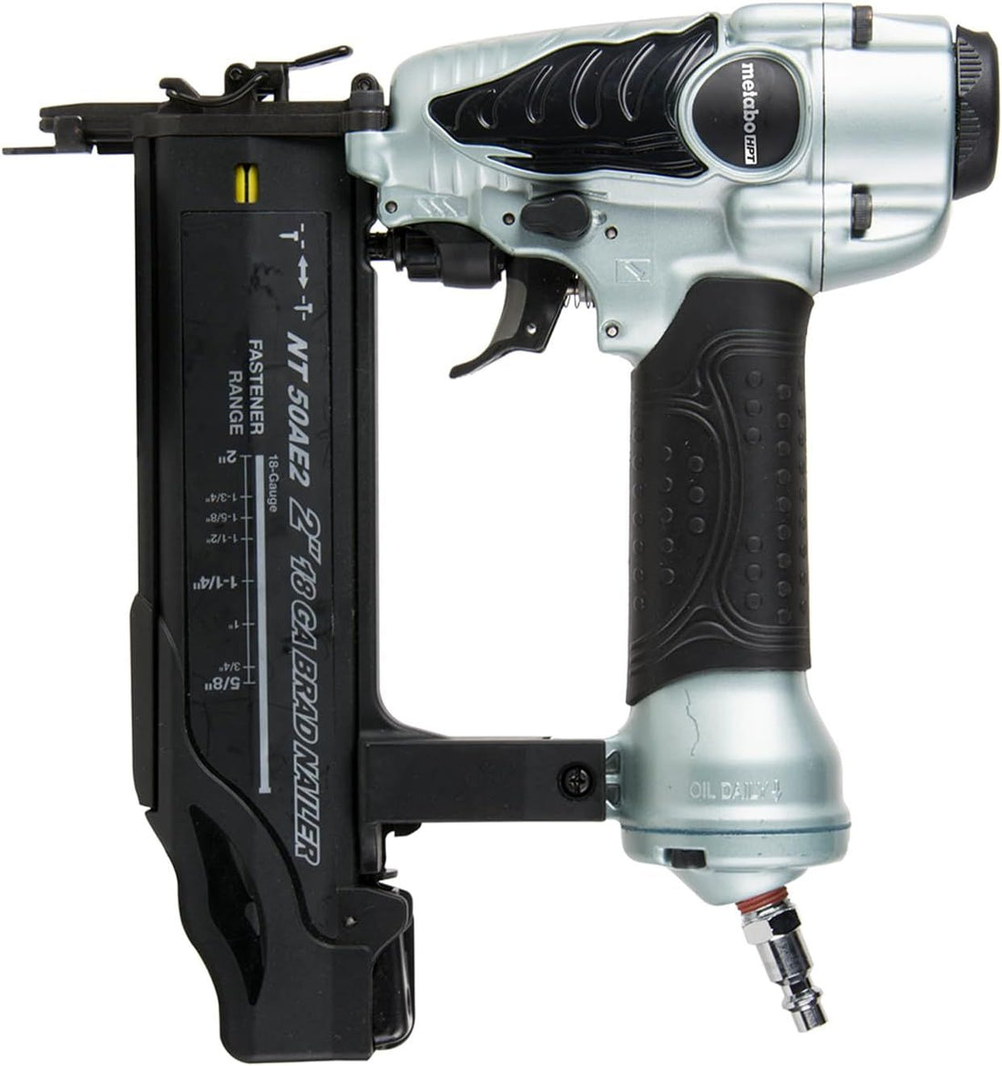 Metabo HPT Brad Nailer Kit, Pneumatic, 18 Gauge, 5/8-Inch up to 2-Inch Brad Nails, Tool-less Depth Adjustment, Selective Actuation Switch, 5-Year Warranty (NT50AE2)