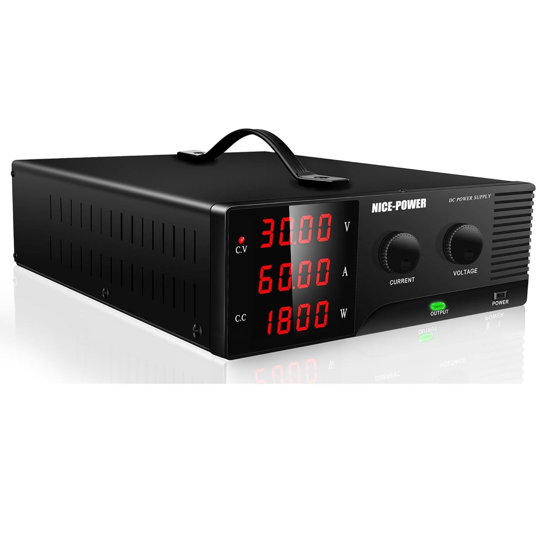 NICE-POWER DC Power Supply Variable, 30V 60A 1800W High-Power Bench Power Supply with Encoder Knob, Benchtop Lab PSU, Adjustable Switching Regulated Source for Test/Repair/Battery Charging