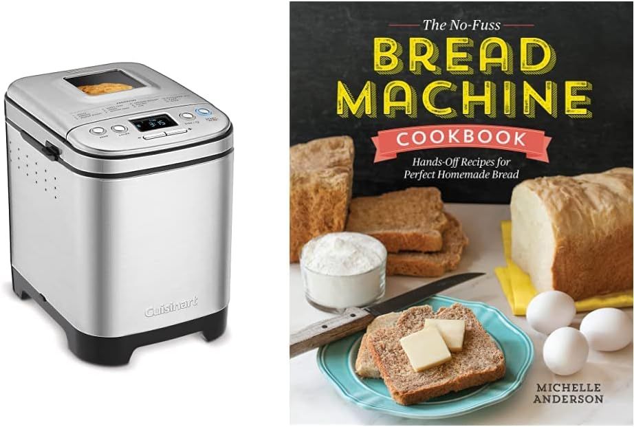 Cuisinart CBK-110C Compact Automatic Bread Maker, Stainless Steel & The No-Fuss Bread Machine Cookbook: Hands-Off Recipes for Perfect Homemade Bread,English