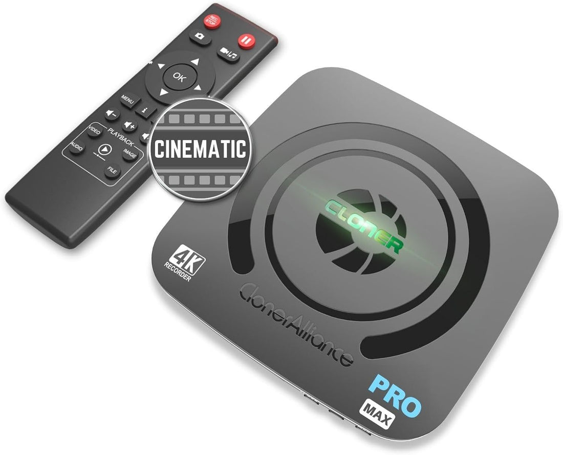 ClonerAlliance UHD Pro Max, 4K Cinematic-FPS 4K@24fps(Max 4K@30fps) Video Recorder with H.265/H.264 Codec, 4K@60fps Passthrough HDMI Capture DVR.