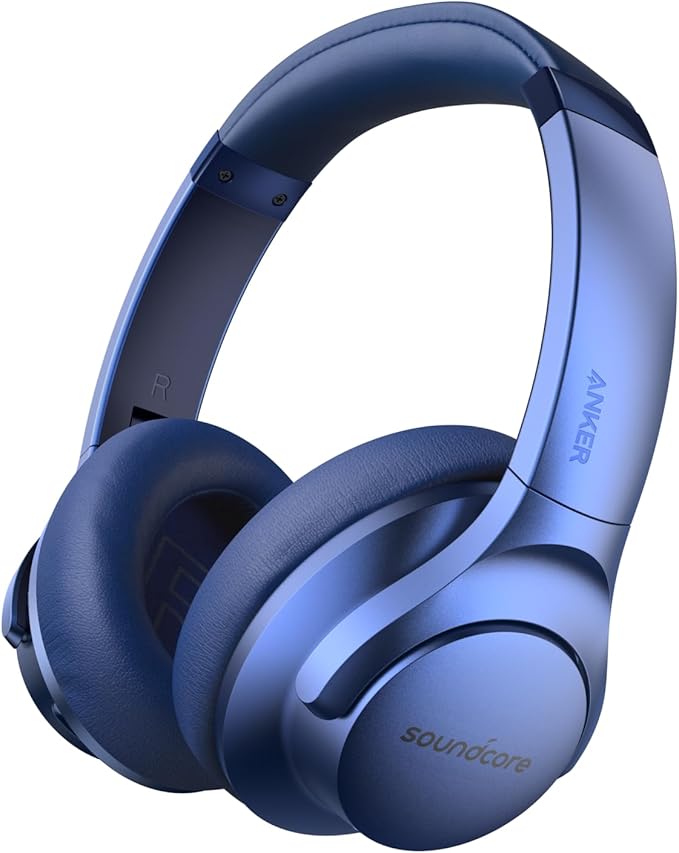 Soundcore Anker Life Q20 Hybrid Active Noise Cancelling Headphones, Wireless Over Ear Bluetooth Headphones, 60H Playtime, Hi-Res Audio, Deep Bass, Memory Foam Ear Cups, Travel, Office, Micro Charging
