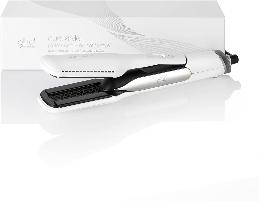 ghd Duet Style | 2-in-1 Flat Iron Hair Straightener + Hair Dryer, Hot Air Styler to Transform Hair from Wet to Styled | White