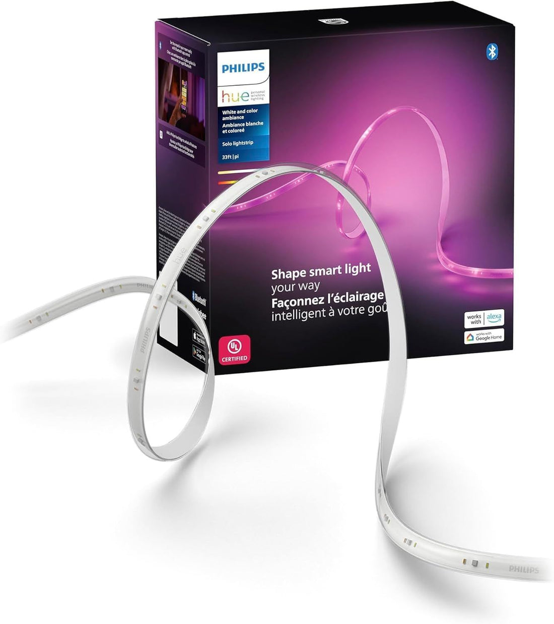 Philips Hue Indoor 5M (16FT) Smart LED Solo lightstrip Base Kit - 1 Pack - Control with Hue App - Compatible with Alexa, Google Assistant and Apple HomeKit