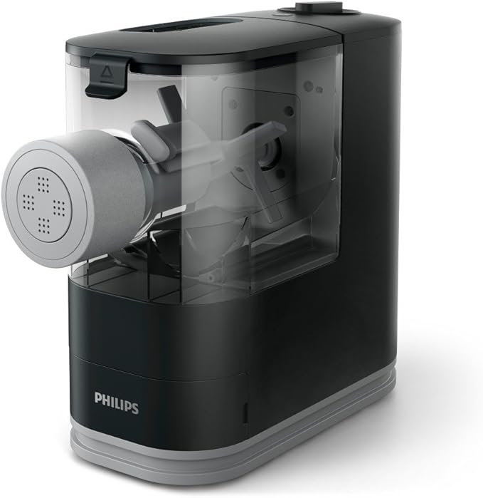 Philips Kitchen Appliances Compact Pasta and Noodle Maker, Viva Collection, Comes with 3 Default Classic Pasta Shaping Discs, Fully Automatic, Recipe Book, Small, Black (HR2371/05)