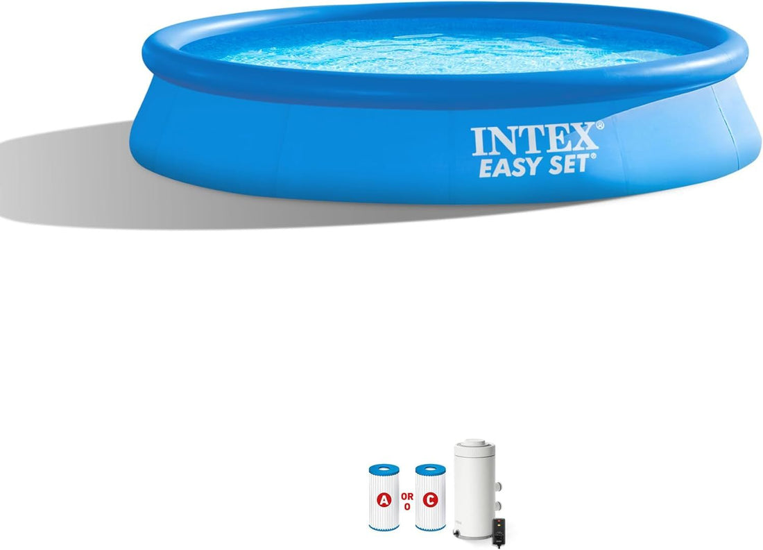INTEX 28131EH Easy Set 12 Feet x 30 Inch Inflatable Puncture Resistant Above Ground Swimming Pool | Cartridge Filter Pump Included