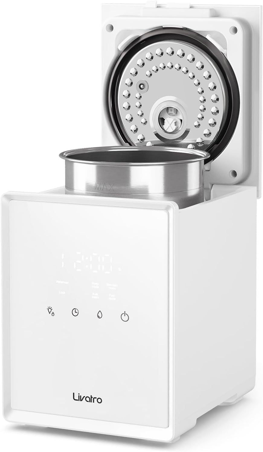 3L Stainless Steel Warm Mist Humidifier with Easy Clean and Warm Steam Function, Healthy Air Mist Humidifiers for Bedroom Living Room, with Sleep Mode and Auto-off Setting