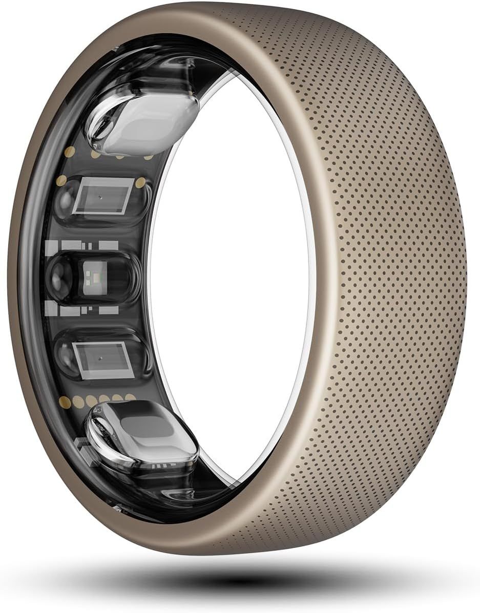 Amazfit Helio Smart Ring Health Tracker, Fitness Tracker Ring, No Subscription, Monitors Sleep, Heart Rate & Stress, Titanium Alloy, Fast 1.4-Hr Charging, Swim/Shower Water-Resistant (Size 8)