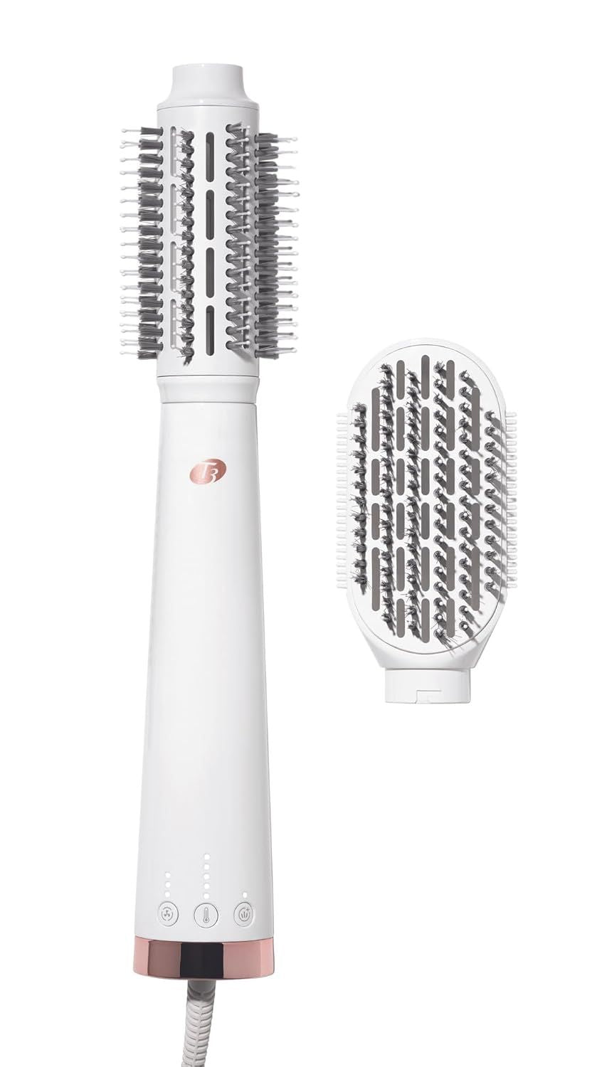 T3 AireBrush Duo Interchangeable Hot Air Blow Dry Brush with Two Attachments – Includes 15 Heat and Speed Combinations, T3 IonFlow Technology, Volume Booster Switch, Lock-in Cool Shot