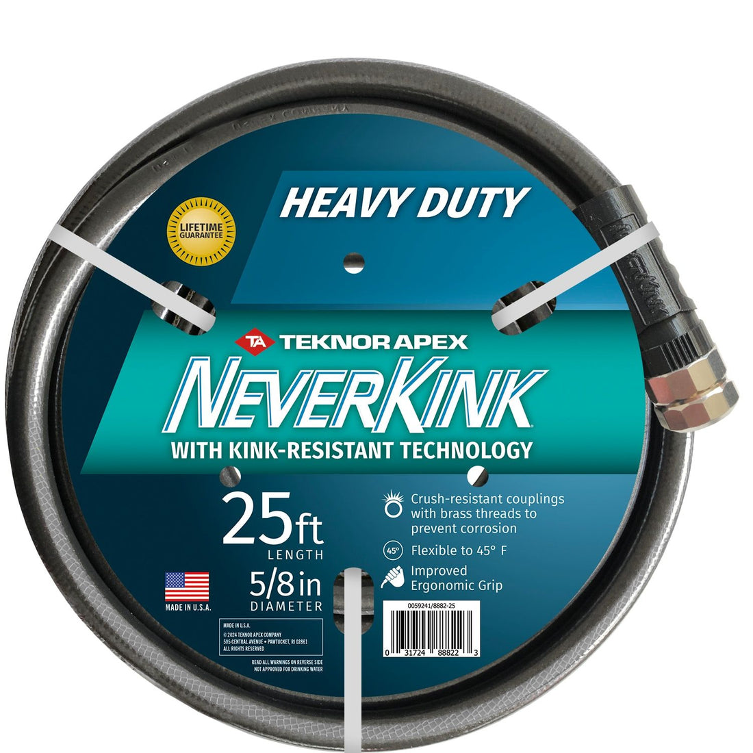 NeverKink Teknor Apex 5/8-in x 25-ft Heavy -Duty Kink Free Vinyl Gray Coiled Hose