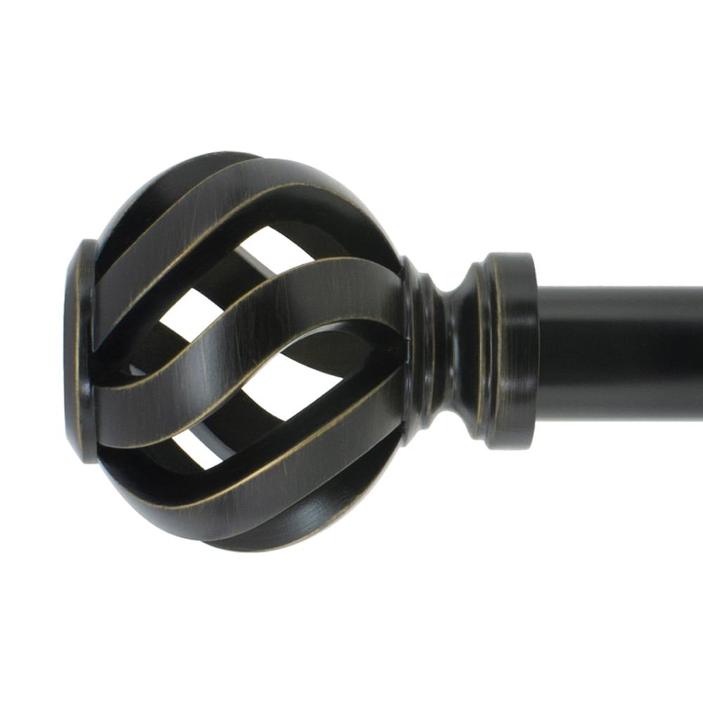 allen + roth 72-in to 144-in Gloss Venetian Gold Steel Single Curtain Rod with Finials