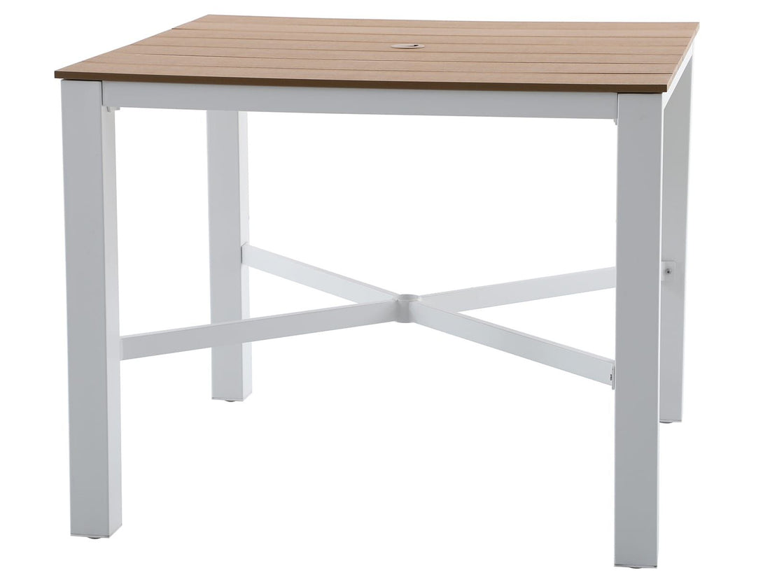 Style Selections Waterline Square Steel Frame Outdoor Dining Table 45.28-in W x 45.28-in L with Umbrella Hole