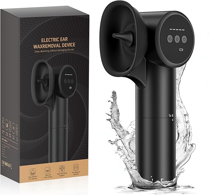 Ear Wax Removal Kit- Ear Cleaner with Hot Air Drying and Waste Water Tank,5 Water Pressure Modes for Safe & Effective Ear Cleaning and Earwax Removal (Black)