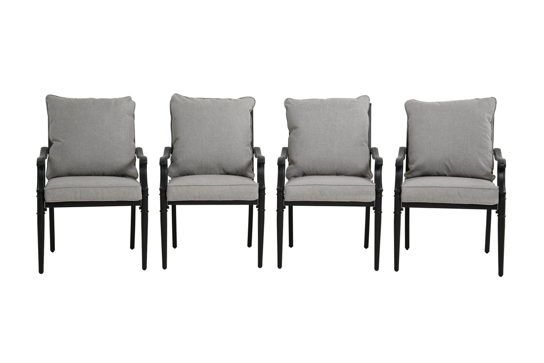allen + roth Thomas Lake Set of 4 Gray Steel Frame Stationary Dining Chair with Light gray Cushioned Seat