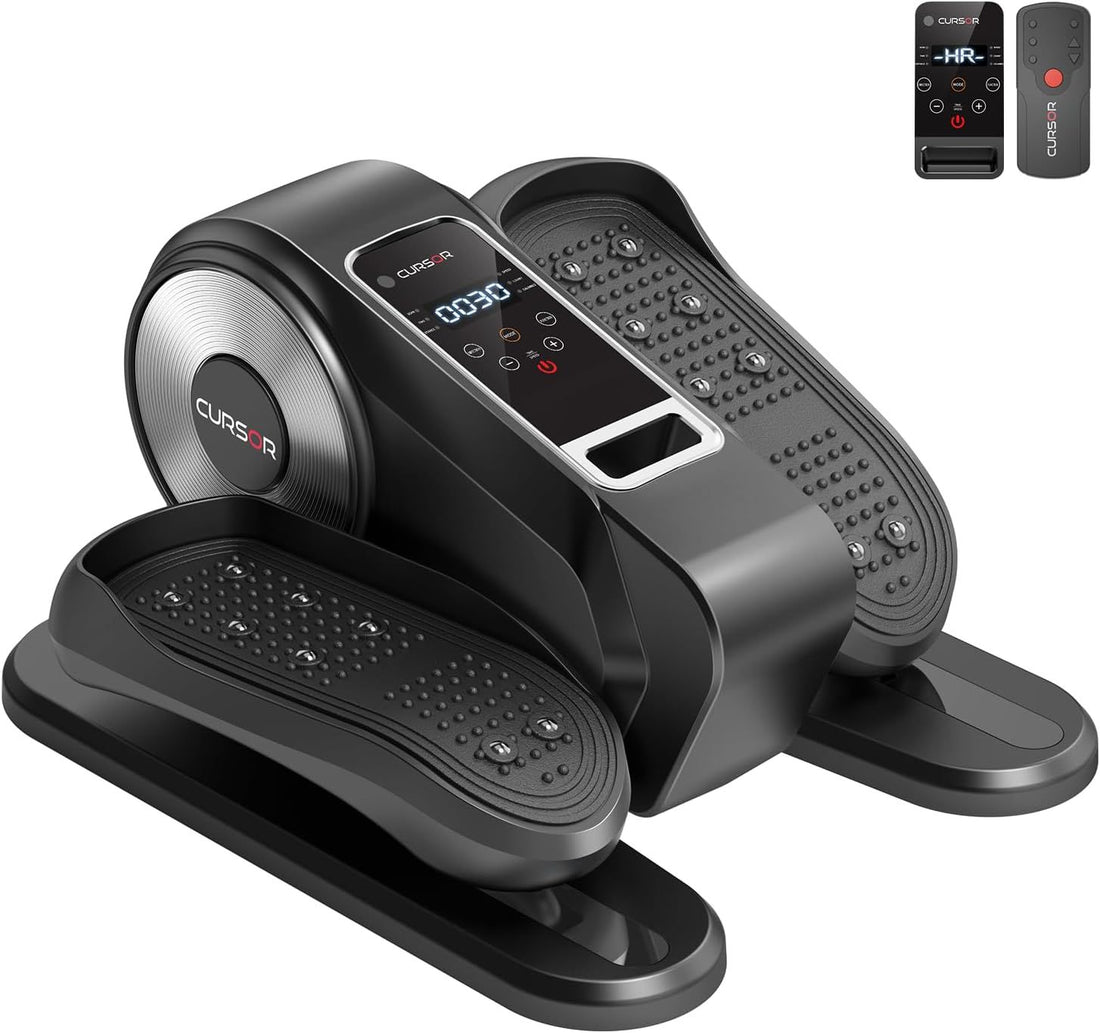 Under Desk Elliptical Machine, Electric Seated Pedal Exerciser, Mini Ellipse Leg Exerciser with Remoter, 12 Level Speeds, Forward & Reverse Direction, Manual & Auto Mode for Home Office
