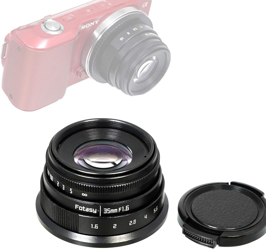 Fotasy 35mm F1.6 Large Aperture Manual Prime Fixed Lens APS-C for Sony E-Mount Camera, 35mm 1.6 Multi Coated Manual Lens fits Sony NEX-5R NEX6 NEX7 a3100 a51000 a6000 a6100 a63000 a6400 a6500 Black