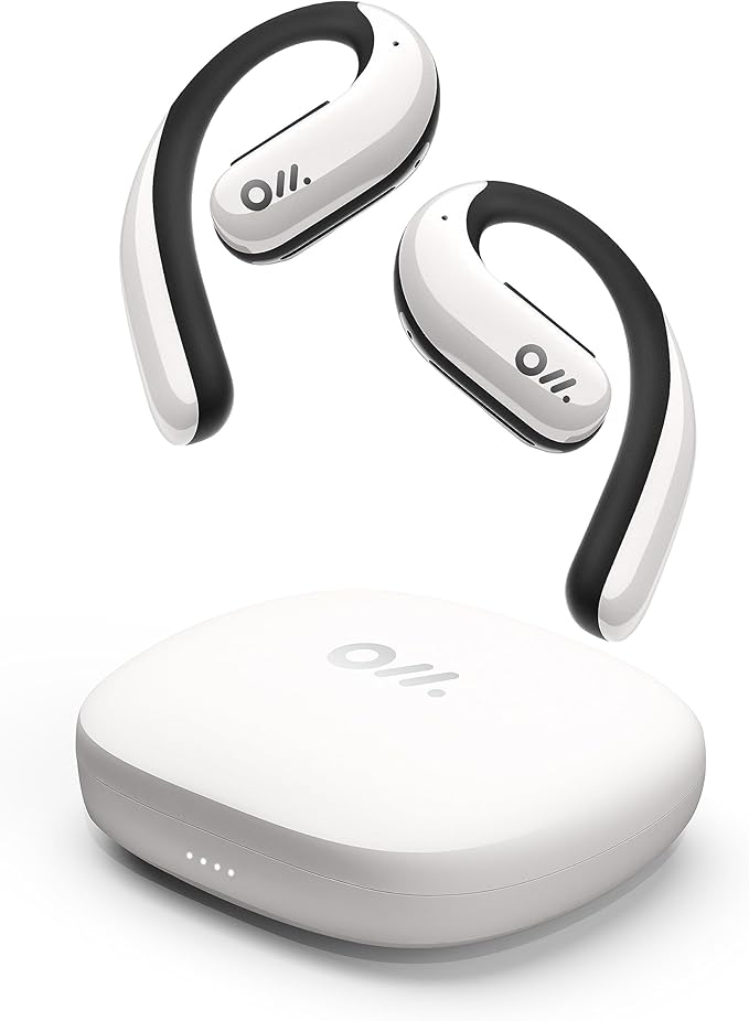 Oladance OWS Pro Open Ear Bluetooth Headphones with Multipoint Connection, Up to 58 Hours Playtime Air Conduction Headphones with Charging Case, Android&iPhone Compatible, Sound White