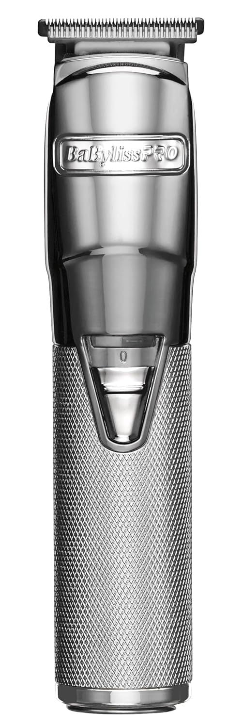 BaBylissPRO Metal Lithium Hair Trimmer with Stainless Steel Zero Gap Adjustable T Blade and High Torque Brushless Motor Tondeuse Beard Trimmer For Men Silver color