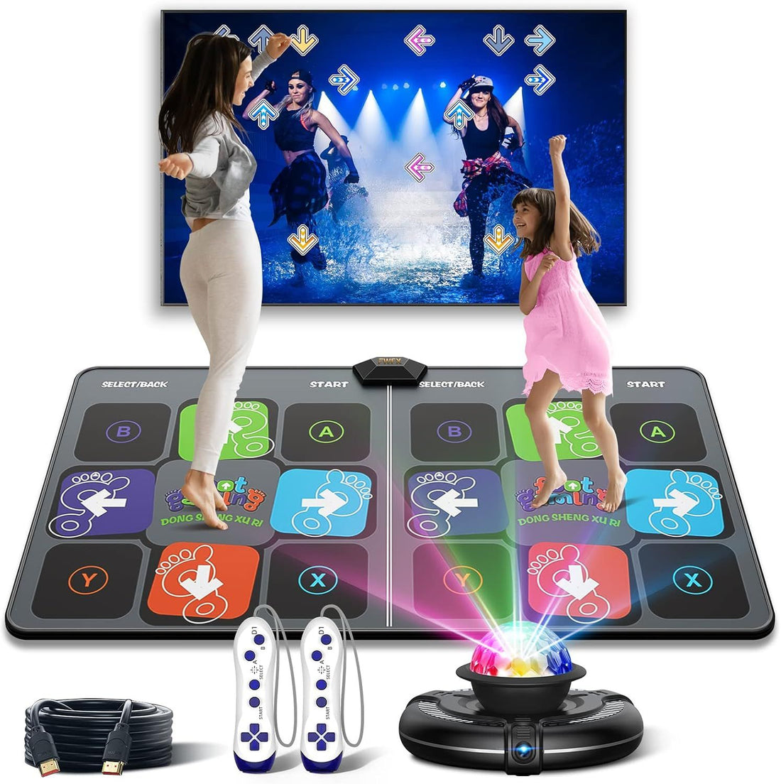 FWFX Wireless Dance Mat for Kids and Adults - 2-Player Musical Electronic Dancing Game for TV, Indoor Active Exercise Game for Family Parties, Yoga & Fitness - Birthday for Boys & Girls