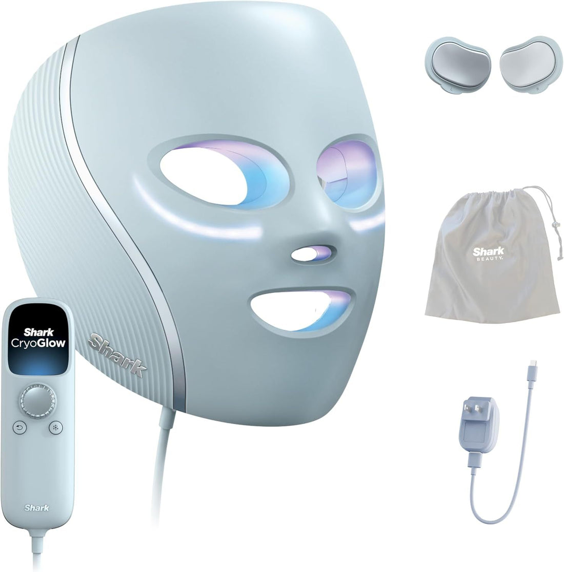 Shark CryoGlow LED Face Mask with Under-Eye Cooling, Anti-Ageing & Blemish Repair, Red & Blue LED, Infrared Light Therapy, USB-C, Remote Control, Storage Bag, FW312C (Canadian Version) b