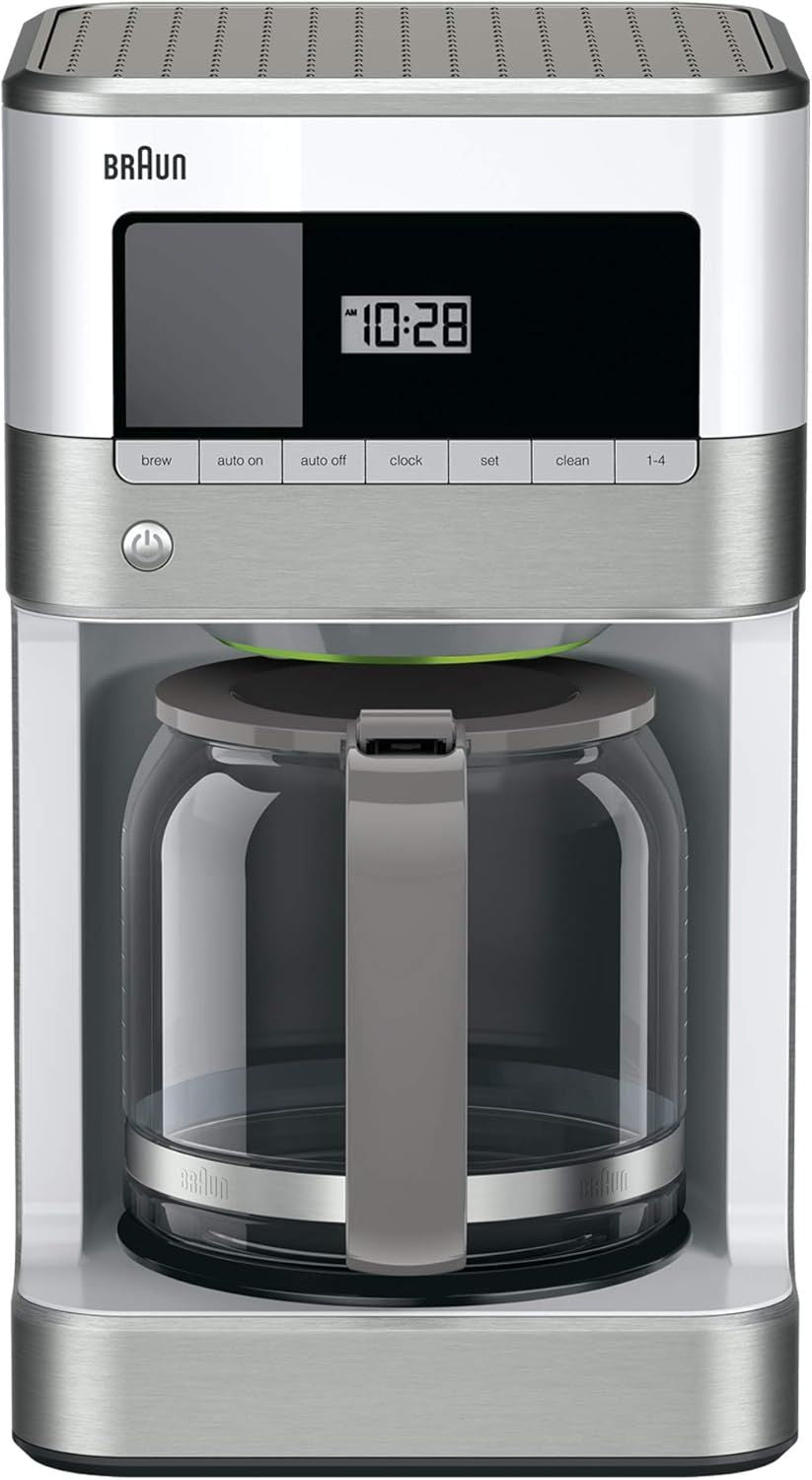 Braun KF6050WH Brewsense Drip Coffee Maker, 12-Cup, White