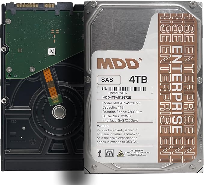 MDD MAXDIGITALDATA 4TB 7200RPM 128MB Cache SAS 12Gb/s 3.5inch Internal Enterprise Hard Drive (MD4TSAS12872E) (Renewed)
