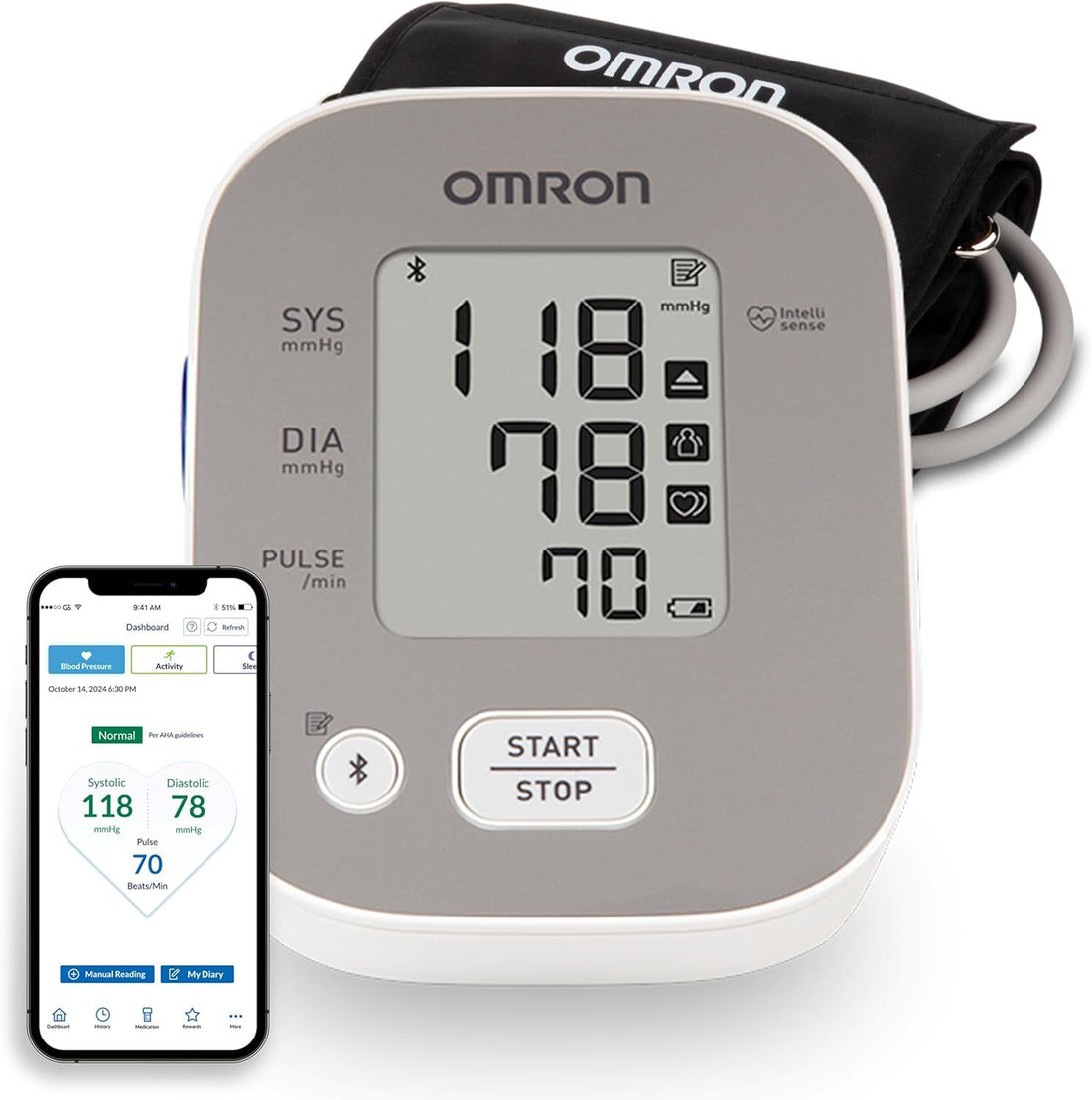 OMRON Bronze Upper Arm Blood Pressure Monitor - Clinically Validated Blood Pressure Arm Cuff - Use OMRON Connect App for Unlimited Measurements BP5150