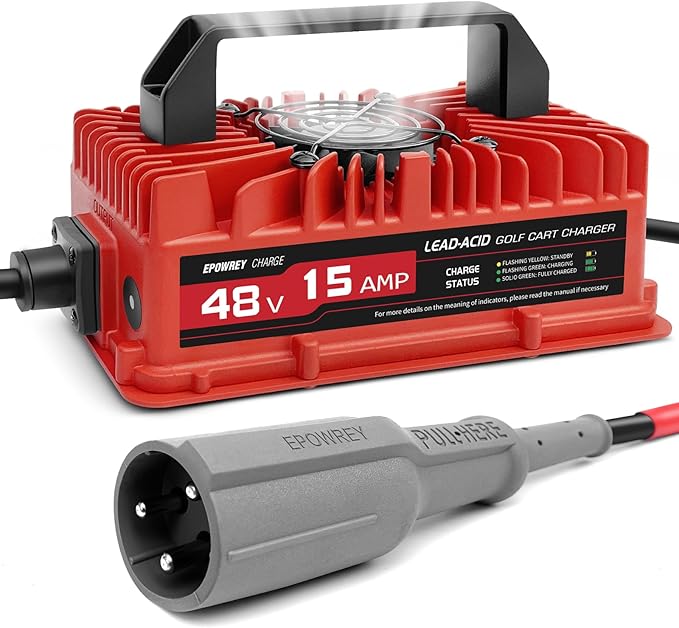 15 AMP 48 Volt Golf Carts Battery Charger for Club Car 3-Pin Round Plug