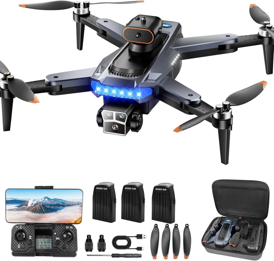 Drone with Camera for Adults 4K, HYTOBP P17 GPS Drone with Auto Return, Brushless Motor, Obstacle Alert, Auto Hover, Adjustable Lens, Lightweight Foldable Under 249g(Black)